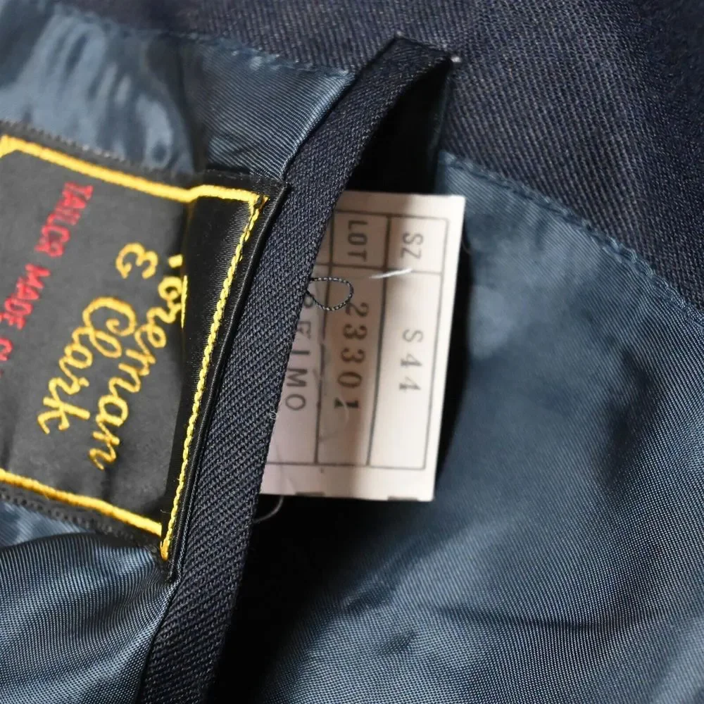Vtg Foreman &‎ Clark 44S Navy Flannel Double Breasted Suit Jacket Sport Coat